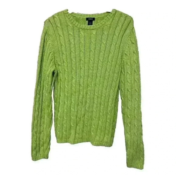 Izod Green Cable Knit Sweater - Picture 1 of 8